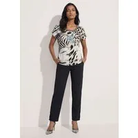 MADELEINE Kurzarmshirt Rundhals-Shirt mit Animal-Print Lässig überschnittene Schultern & gerader Saum