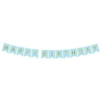 partydeco Wimpelkette, Happy Birthday Girlande 15x175cm hellblau