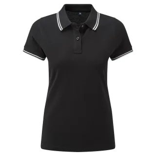 Asquith & Fox Womens/Ladies Classic Fit Tipped Polo (Schwarz/Weiß)