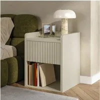 en.casa Nachttisch (1-St), »Nand« 1 Schublade 1 offenes Fach 55 x 45 x 39 cm Sandfarben