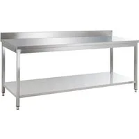 GastroHero Arbeitstisch Edelstahl Arbeitstisch 160x60 cm mit Aufkantung & Grundboden