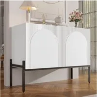 Flieks Sideboard mit 2 Türen, verstellbarer Einlegeböden und Metallbeinen (100x40x75 cm, 1 St., Schrank für Wohnzimmer, Esszimmer, Schlafzimmer), Kommode Mehrzweckschrank Multifunktionsschrank Weiß