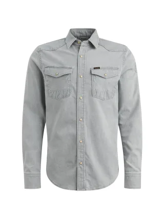PME Legend - DENIM SHIRT steel grey stretch - Gr. - 5XL
