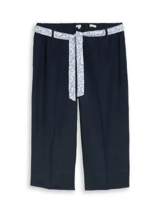 Tom Tailor - Plus Size - Culotte Hose mit Leinenanteil sky captain blue - Gr. - 28