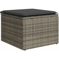 vidaXL Hocker Gartenhocker mit Kissen Grau 55x55x37 cm Poly Rattan (1 St)