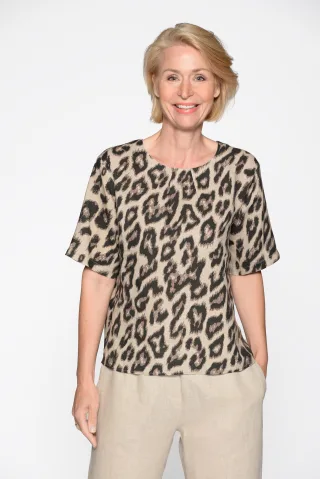 CLARINA - Rdh.-Bluse,1/2 Arm,Alloverdruc natur combo - Gr. - 48