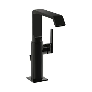 VitrA Suit Einhebel-Waschtischmischer mit Ablaufgarnitur Einlochmontage Schwarz Hochglanz,A4278039 A4278039
