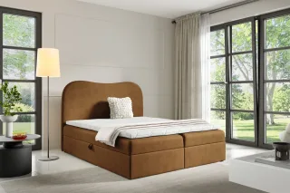 Boxspringbett Schlafzimmerbett DARLIN 160x220cm Stoff Gerra Goldbraun
