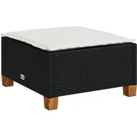 vidaXL Hocker Gartenhocker mit Kissen Schwarz 63,5x56x32 cm Poly Rattan (1 St)
