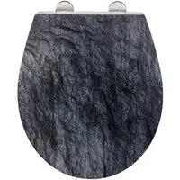 WENKO WC-Sitz Slate Rock, mit Relief, aus antibakteriellem Duroplast