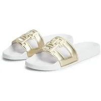 Tommy Hilfiger TH MONOGRAM POOL SLIDE Pantolette Sommerschuh, Strandschuh mit großem TH-Bandagenlogo