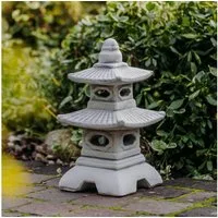 gartendekoparadies.de Gartenfigur Japanische Pagode mit acht Fenstern Steinlaterne, H. 40 cm, 11 kg, Frostsicher