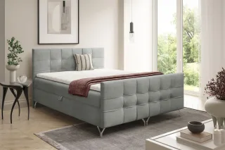 Boxspringbett Schlafzimmerbett PERLA 180x220cm Stoff Coral Grau