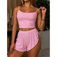 Elegant Love Shorty Pyjama-Set – Bequeme Homewear, Loungewear (Nachtwäsche-Set, 2 tlg., Cami-Top + Shorts) Weicher Schlafanzug für Damen