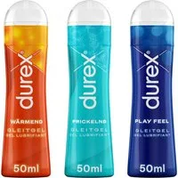 durex Gleitgel Play - Feel & Wärmend & Prickelnd (3 x 50ml), Ausprobierpaket für Sie und Ihn, 3-tlg.