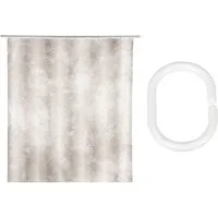 SCHÖNER WOHNEN-Kollektion Duschvorhang »Londa« Breite 180 cm (Set, 17-tlg), aus recyceltem Polyester, Zement-Optik, mit 16 Duschvorhangringen