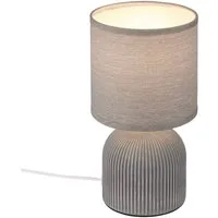 Briloner Leuchten Tischleuchte LED Tischlampe Keramik Schlafzimmer Wohnzimmer, Indoor Tischlampe mit Stoffschirm, 15x28cm(DxH)