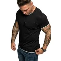 Amaci&Sons T-Shirt LAKEWOOD Herren Slim-Fit Basic Shirt Doppel Farbig mit Rundhalsausschnitt