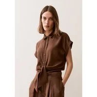 MORE&MORE Klassische Bluse stylishe Hemdbluse mit Knot-Detail