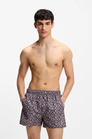 HUGO Underwear Badeshorts "NALU" elastischer Bund, Allover Print