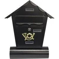 HTI-Living Briefkasten Briefkasten Amin Schwarz mit Zeitungsrolle (Stück, 1-St., 1 Briefkasten), mit Spitzdach zur Wandmontage