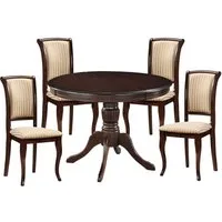 Feldmann-Wohnen Esszimmer-Set Olivia, (ausziehbar Tisch, mit 4 Sttühle, 5-St., moderner Landhausstil, Essgruppe mit Stühle), Esstisch mit 4 Stühle Nussbaum dunkel / beige