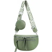 ITALYSHOP24 Bauchtasche Damen Brusttasche Crossover Umhängetasche CrossBody Bag Geldtasche (Spar-Set aus einer Tasche mit einem breitem Muster Stoffgurt/Umhängeband, 1 Tasche + 1 kleine abnehmbare vielseitige Geldtasche als Geschenk), Bodybag, Handyt