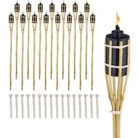 relaxdays Gartenfackel 16er Set Gartenfackeln 90 cm, Offene Flamme, Gelb, Orange