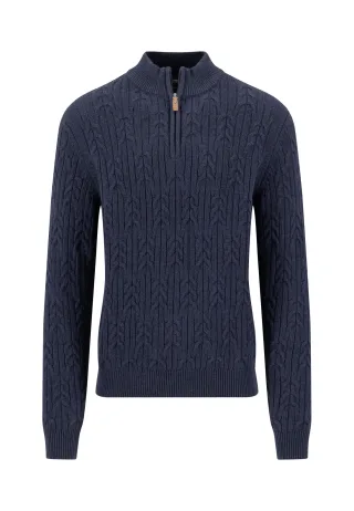 FYNCH-HATTON - Zip Troyer, Soft Knit Cable*RWS navy - Gr. - L