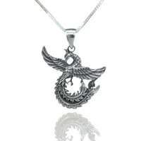 NAHLE Kette mit Anhänger Silber Drache Phoenix Halsschmuck Anhänger (2-tlg., inkl. Schmuckbox), 925 Silber Phoenix