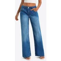 Imily Bela Gerade Jeans Damen Straight Fit Jeans im Five-Pocket Style (Packung, 1-tlg., 1per-Pack) Verlaufsfärbung