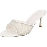 Ital-Design Damen Festliche Pantolette mit High Heel und Strass-Dekor Pantolette (91895687) Pfennig-/Stilettoabsatz Sandalen & Sandaletten in Weiß