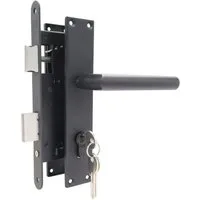 ROG-Gardenline Einsteckschloss SET: EINSTECKSCHLOSS FÜR GARTENTÜR - SCHWARZ TÜRSCHILD + 3 SCHLÜSSEL, Dornmaß 45 mm, rechts / links wechselbar, witterungsbeständig