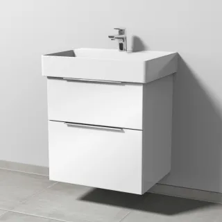 Sanipa 3way Waschtischunterbau zu Duravit Dura Square Waschtisch mit 2 Auszügen, Weiß-Glanz UF42678