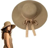 Mutig Sonnenhut Strand Sonnenhut Damen, Strohhut Sommer Faltbar mit Breite Krempe (Bowknot Strohhüte Sommerhut Leicht Kappe Strand Sonnenhut UPF 50+, Groß Sonnen Shade, sonnenhüte, sonnenhüte für damen) für Strand Urlaub Reise Pool Park Camping oder 