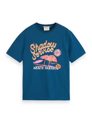 Scotch & Soda - T-Shirt mit Artwork blau - Gr. - XL