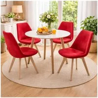 HTI-Living Esszimmerstuhl Stuhl Atlanta Velvet Rot (Set, 4 St), Esszimmerstuhl Samtbezug Holzfüße