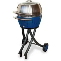 LotusGrill Holzkohlegrill LotusGrill XL Gartengrill Set Tiefblau Grillwagen/- haube XL Edelstahl