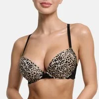 cfab (creamy fabrics) Push-up-BH Push Up BH mit Spitze-Leopard-85B (1-tlg)