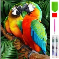 LA CUTE Malen nach Zahlen 5d Diamond Painting Papagei Vogel Malen nach Zahlen 15x20cm (Komplettset für 5D Diamond Painting inklusive Leinwand, Diamanten und Werkzeugen, Diamond Painting Set mit Zubehör für DIY-Kreativität und Entspannung), 15x20cm 5D