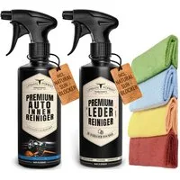 URBAN FOREST Auto Innenraumreiniger 500ml+Auto Leder Reiniger für Auto 500ml+Tücher Auto-Reinigungsmittel (3-St)