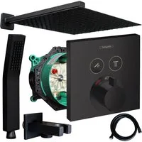 Hansgrohe und Jowi Duscharmatur ShowerSelect Unterputz Duscharmatur, Thermostat, Schwarz (Set, 6-Teilig, OPTIONAL: 7-Teilig)