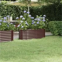 furnicato Hochbeet Ovales aus verzinktem Stahl 114 x 40 x 36 cm Braun, Witterungsbeständiges Gemüsebeet mit stabilen inneren Stützbügeln