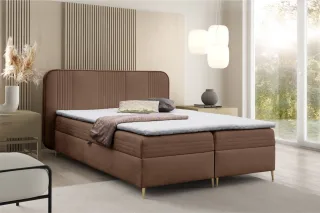 Boxspringbett Schlafzimmerbett ALIZE 200x200cm Stoff Fresh Schokobraun