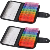 HAC24 Pillendose Pillenbox Pillendose Medikamentenbox Tablettenbox -Tablettendose (2 St), 7 Tage á 4 Fächer, mit Schwarzen Etui