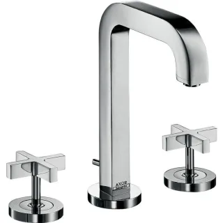 hansgrohe Axor Citterio 170 3-Loch-Waschtischarmatur 39133000 mit Ausladung 140mm, Zugstangen-Ablaufgarnitur, chrom