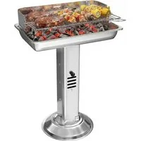 TLGREEN Holzkohlegrill Holzkohlegrill Wetterfest 52x32x84cm, Säulengrill mit 3-fach Höhenverstellbarem, Grillrost Aschekasten Belüftung, Outdoor Camping Garten BBQ Grill für 3-5 Personen