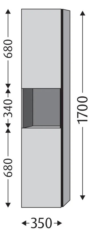 Sanipa 3way Hochschrank mit 2 Türen und 1 offenem Fach, Eiche-Tabak SM11550