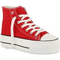 VAN HILL 842207 Plateausneaker Damen Plateau Sneaker - High-Top Stoffschuhe im Retro-Style