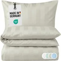 Carpe Sonno Bettwäsche Damast 135x200 155x220 Streifen Baumwolle elegante Hotel Bettwäsche, Damast, 2 teilig, Hochwertige Bettbezüge Allergiker Bettset pflegeleicht Reißverschluss